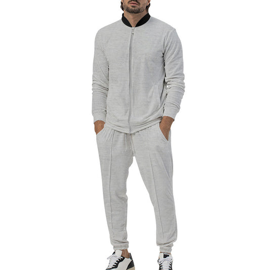Casual Zipper Long Sleeve Men's Coat Trousers Suit
