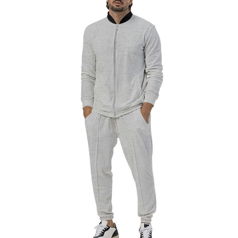 Casual Zipper Long Sleeve Men's Coat Trousers Suit