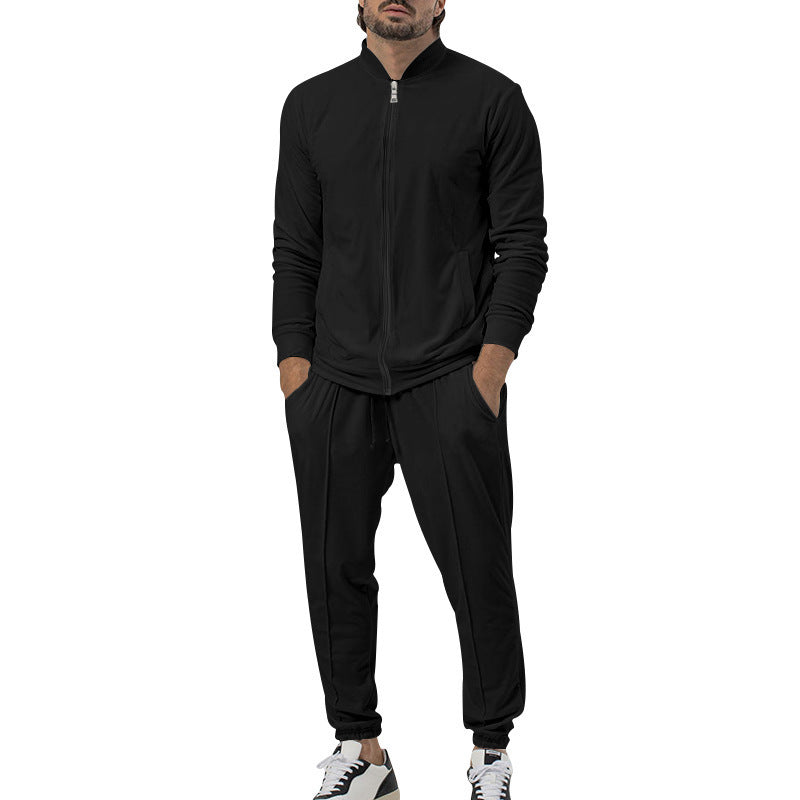 Casual Zipper Long Sleeve Men's Coat Trousers Suit