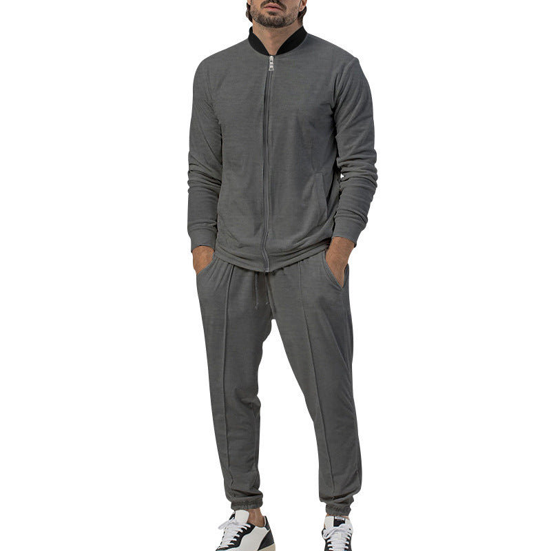 Casual Zipper Long Sleeve Men's Coat Trousers Suit